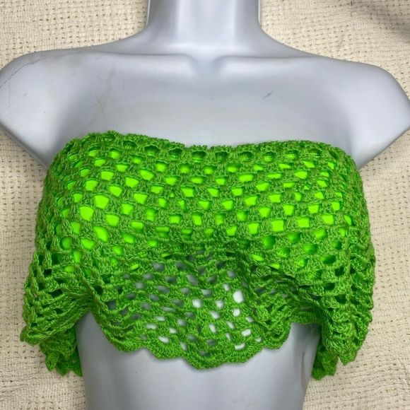 Beach Riot Bandeau Bikini Top‎ Crochet Green - Picture 6 of 6